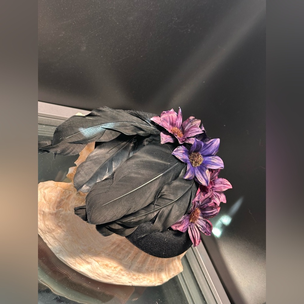 DARK PURPLE AND BLACK  FASCINATOR hat / hair  Accessories - Picture 10 of 14